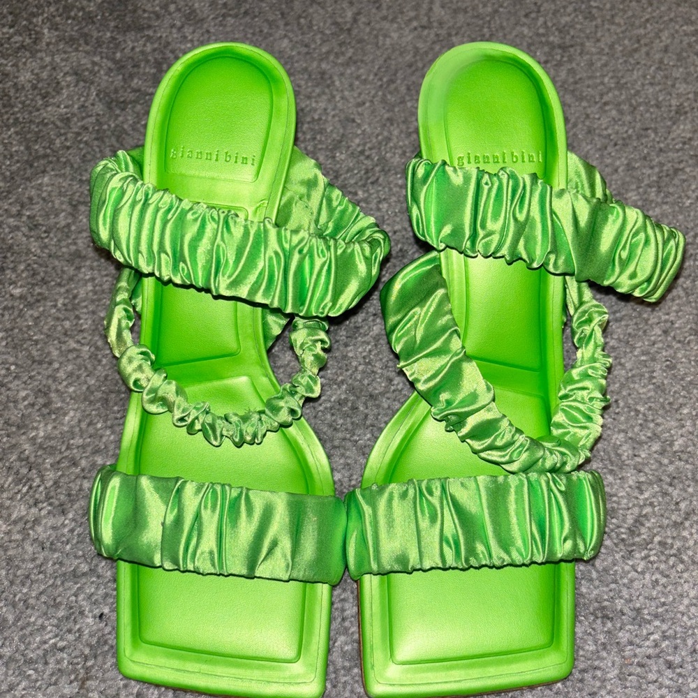 Gianvito Rossi Green Sandals with Ruched Straps